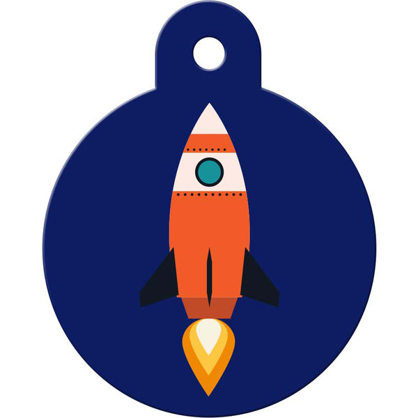 Rocket Ship Pet ID Tag, Large Circle