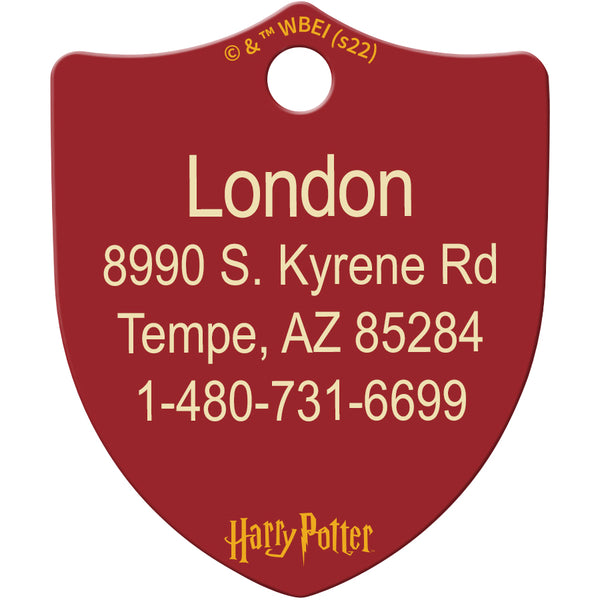 Large Shield Harry Potter Gryffindor Crest, Pet ID Tag
