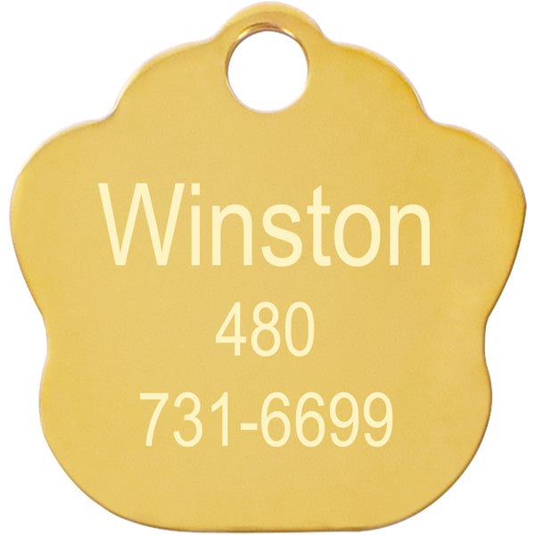 Small Paw Gold & Black Pet ID Tag