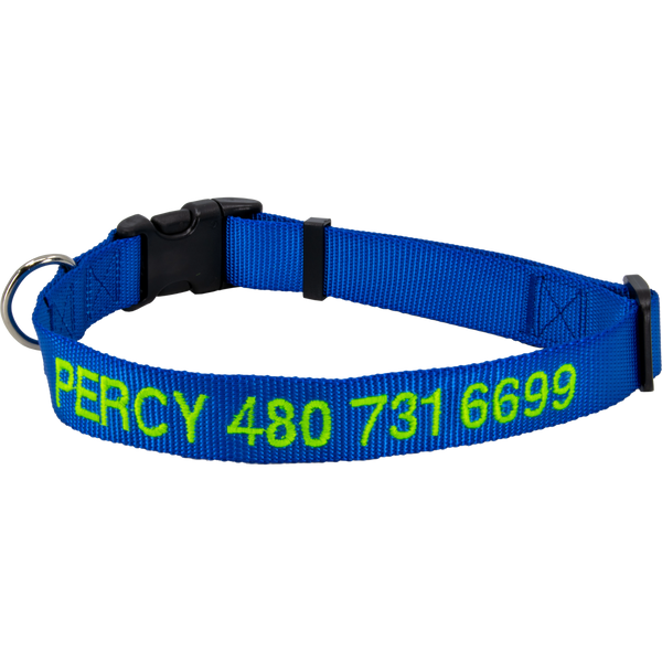Personalized Nylon Pet Collar Royal Blue