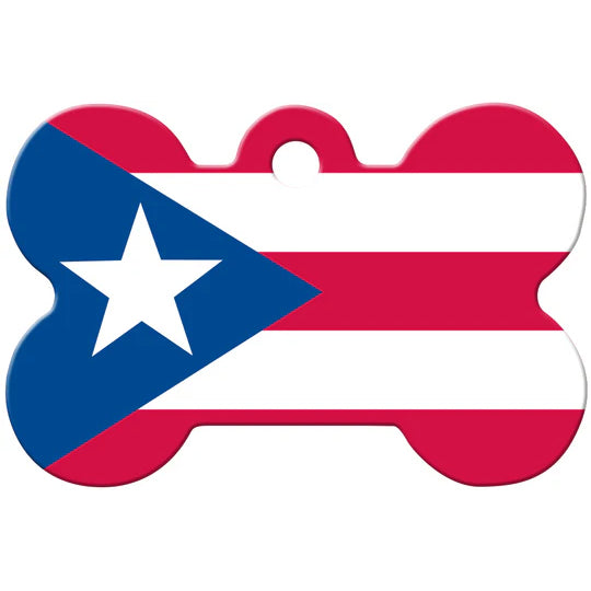 Puerto Rico Flag Dog Tag, Medium Bone