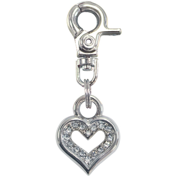 Heart with Crystals, Silver Tag Charm