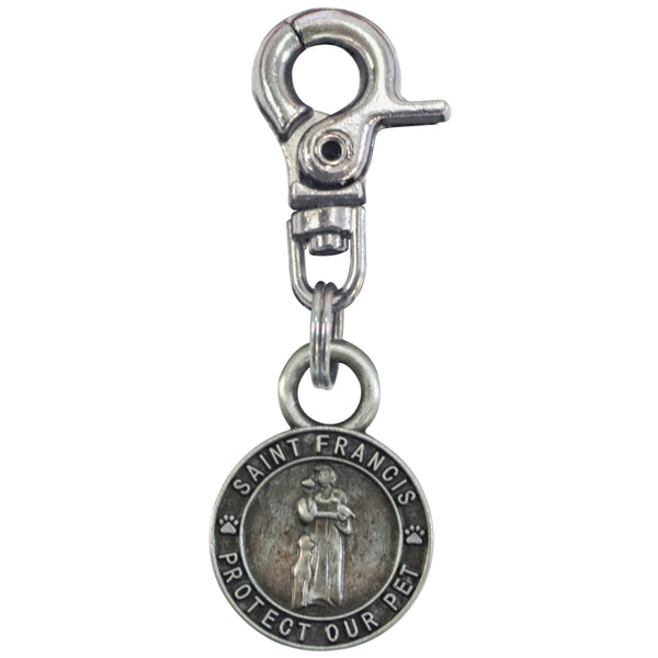 Saint Francis Antique Silver Pet Tag Charm