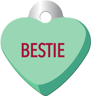 Sweetheart "Bestie" Pet ID Tag, Small Heart
