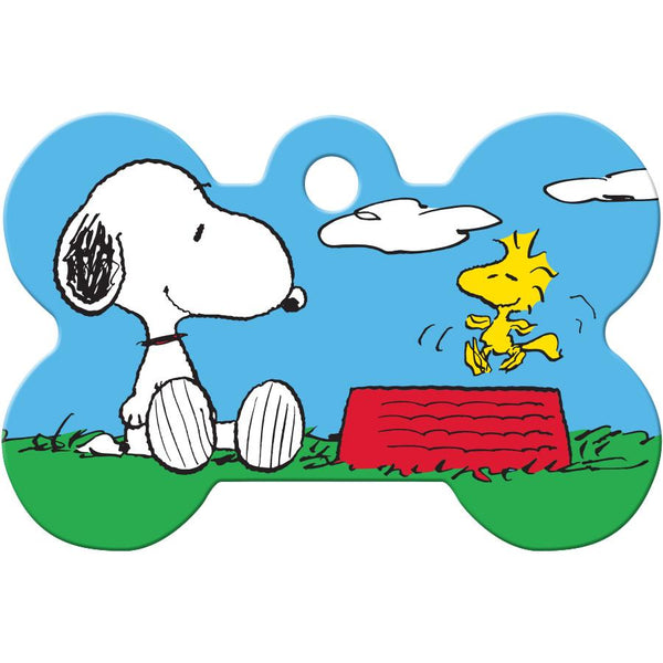 Medium Bone Peanuts Pet ID Tag Woodstock Bowl