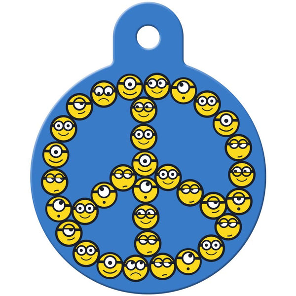 Minion Peace Sign Circle Pet ID Tag