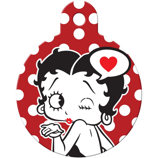 Betty Boop Red Polka Dot Pet ID Tag, Large Circle