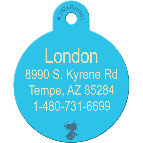 Peanuts Space Need Space, Large Circle Pet ID Tag