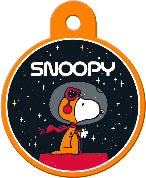 Peanuts Space Orange Stars Large Circle Pet ID Tag