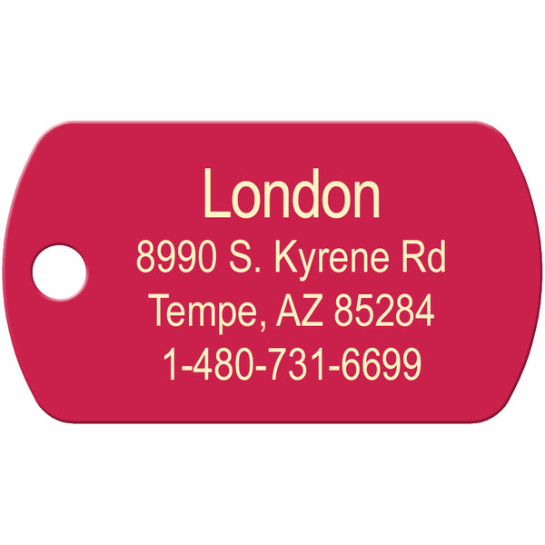 Raspberry Anodized Aluminum Small Military Pet ID Tag