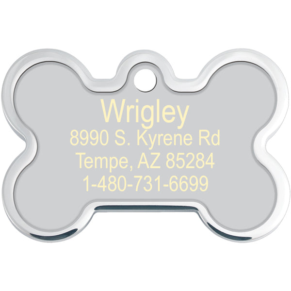 Red & Black Buffalo Check Medium Bone Raised Edge Pet ID Tag