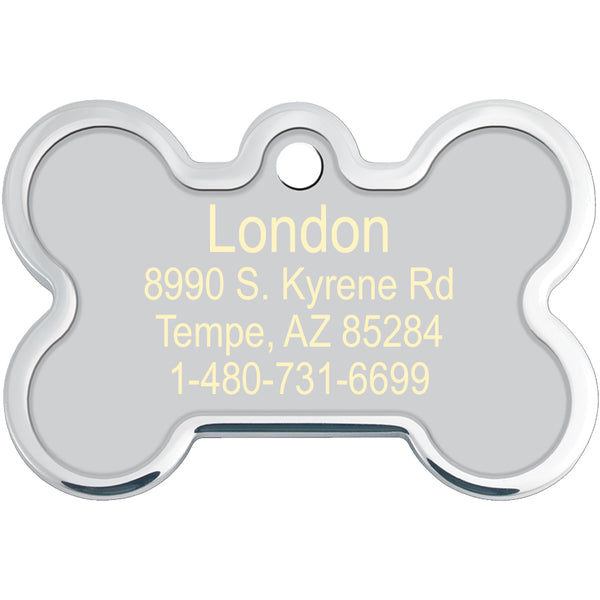 Stained Glass Ocean Wave Medium Bone Raised Edge Pet ID Tag