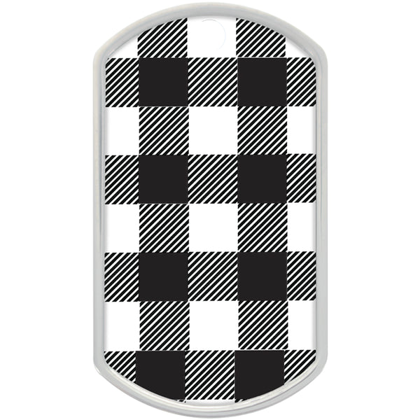 Black & White Buffalo Check Military Raised Edge Pet ID Tag