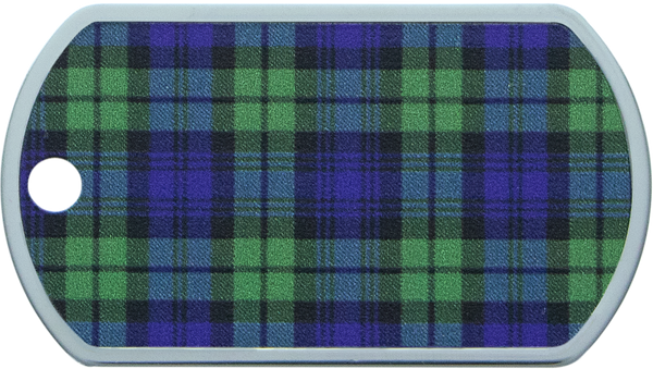 Navy & Green Plaid Military Raised Edge Pet ID Tag