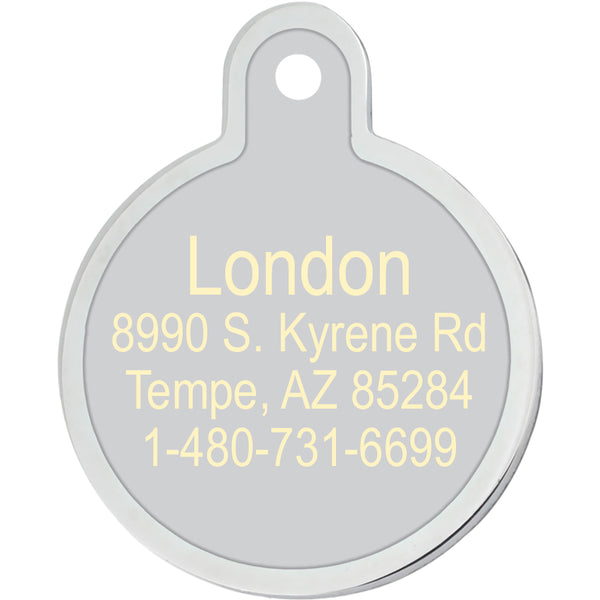 Stained Glass Butterfly Large Circle Raised Edge Pet ID Tag