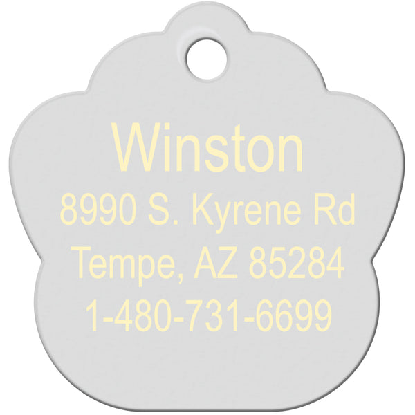 Pink Marble Paw Pet ID Tag, Large