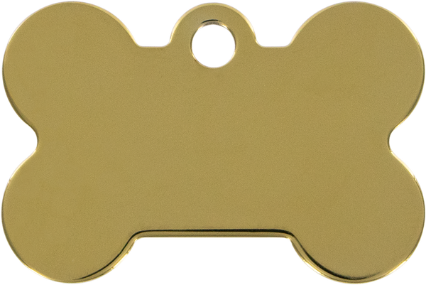 Large Bone Shape Dog Tag with Plated Brass
