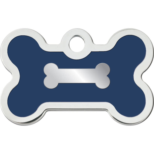 Small Bone Shape Dog Tag with Chrome Detail