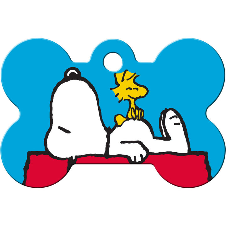 Snoopy & Woodstock Dog Tag, Medium Bone