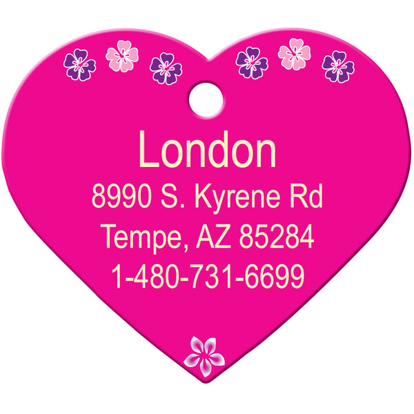 Tropical Dog Tag, Large Heart Shape