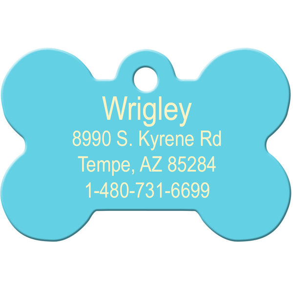 Turquoise Bone Dog Tag with Crystal, Medium