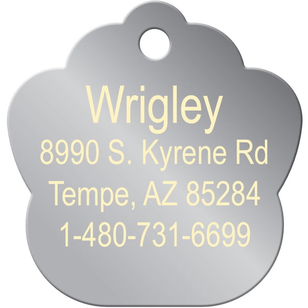 Large Paw Shape Dog Tag with Plated Brass
