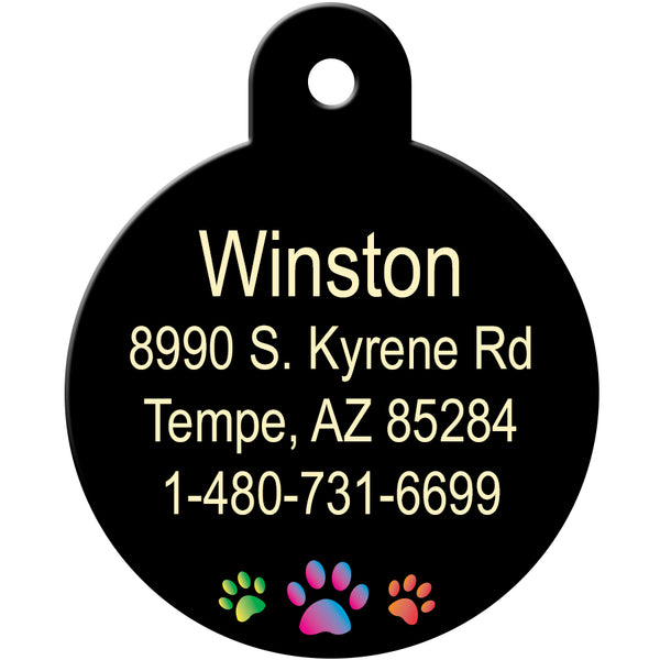 Multi Color Paw Print Dog Tag