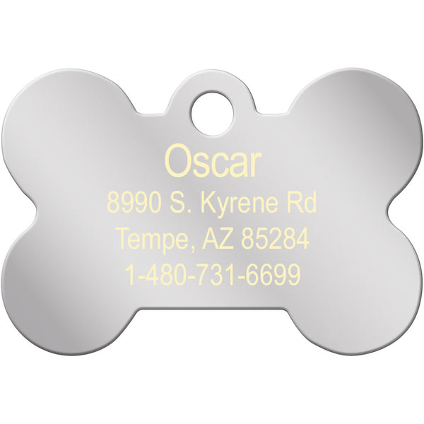 Large Bone Shape Dog Tag with Plated Brass