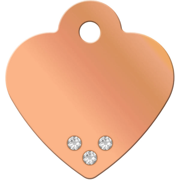 Rose Gold Crystal Heart Shape Pet Tag Front
