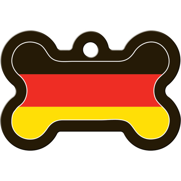 German Flag Dog Tag, Medium Bone