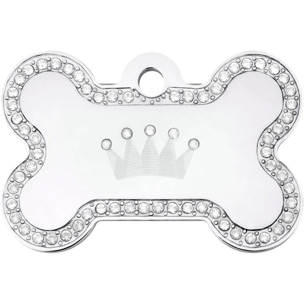 Dog Tag with Crown and Crystals