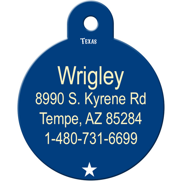 Texas Flag Pet ID Tag, Large Circle