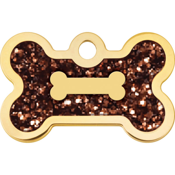 Small Bone Shape Pet ID Tag with Gold Detail