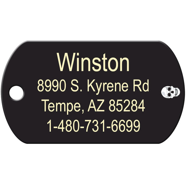 Skull and Crossbones Dog Tag, Military Shape