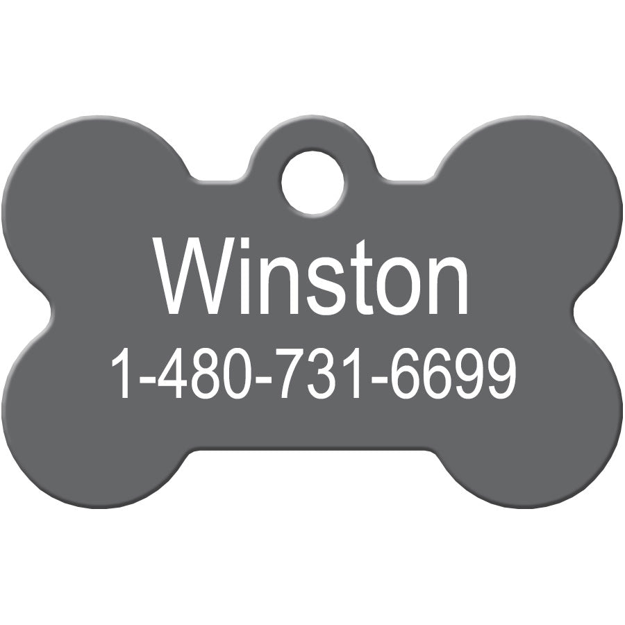 Small Bone Shape Dog Tag with Crystals, Lightweight