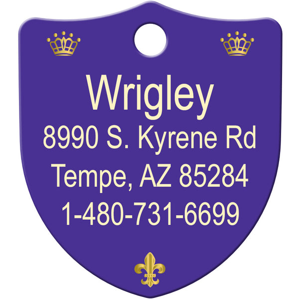 Fleur De Lis Shield Pet ID Tag, Small