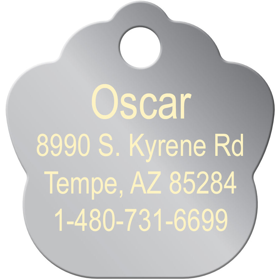 Small Paw Shape Pet Tag with Chrome Detail