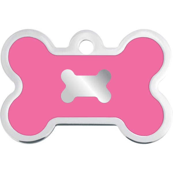 Medium Bone Shape Dog Tag with Chrome Detail