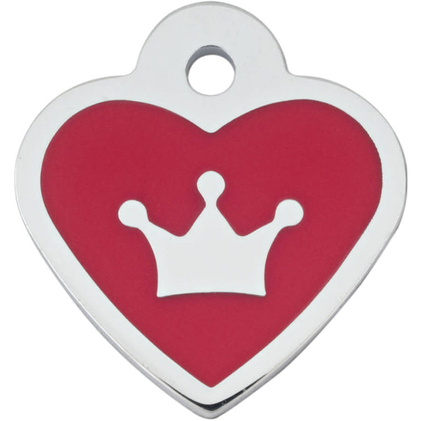 Small Heart Shape Pet Tag with Crown