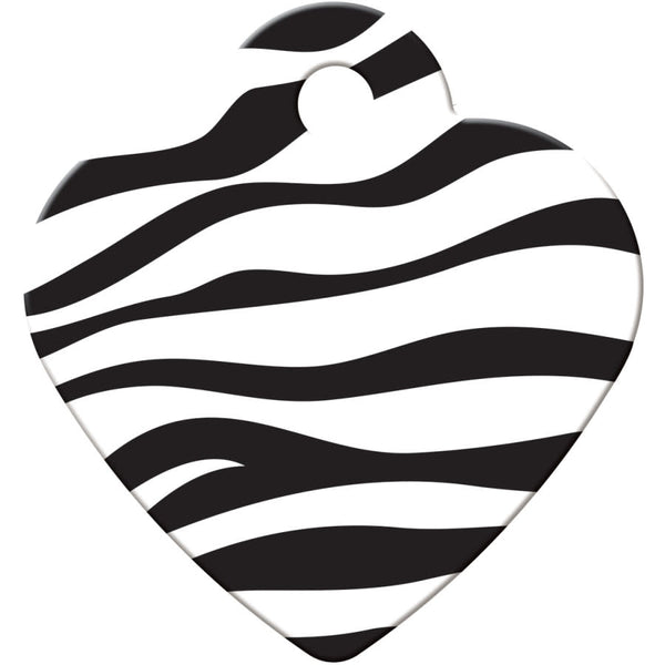 Zebra Print Pet ID Tag, Small Heart