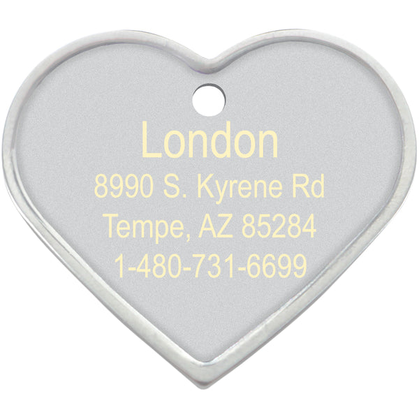 Floral Heart Shaped Dog Tag with Raised Edge