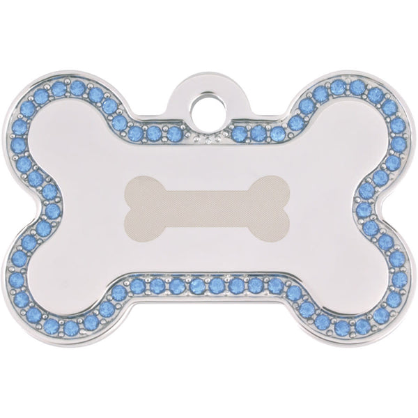Chrome Bone Dog Tags with Bone & Pave Crystals, Medium