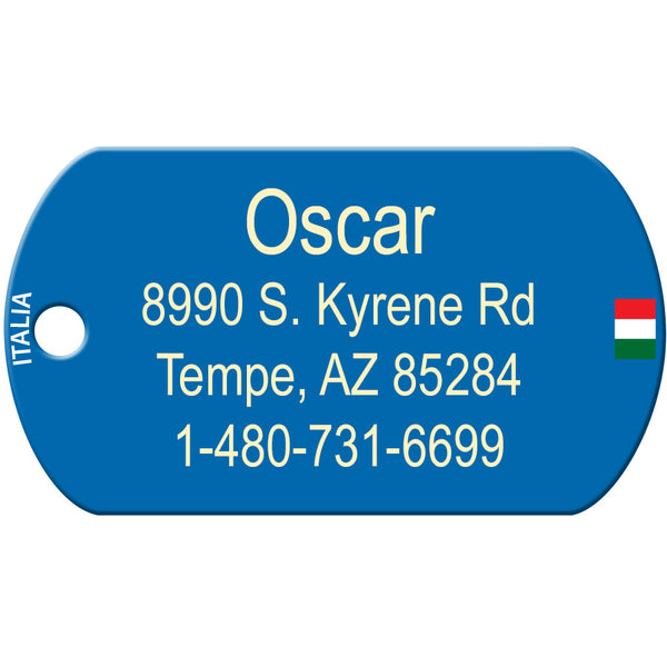 Italian Flag Dog Tag, Military Shape