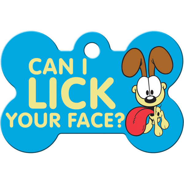 Odie "Can I Lick Your Face" Dog Tag, Medium Bone