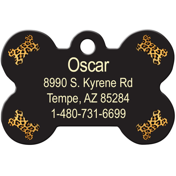 Leopard Print Dog Tag, Medium Bone