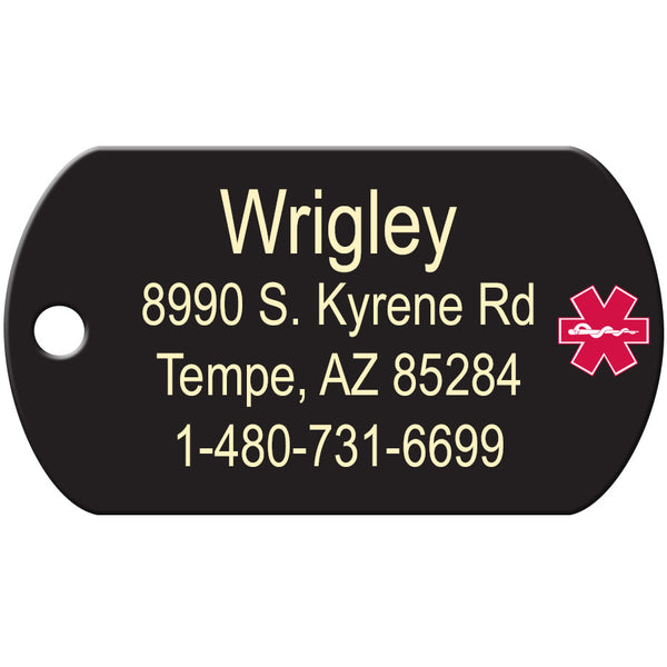 Medical ID Dog Tag, Large Military Shape