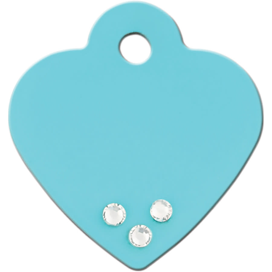 Turquoise Heart Pet Tag with Crystal