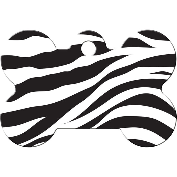Zebra Print Dog Tag, Medium Bone