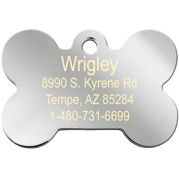 Chrome Bone Dog Tags with Bone & Pave Crystals, Medium