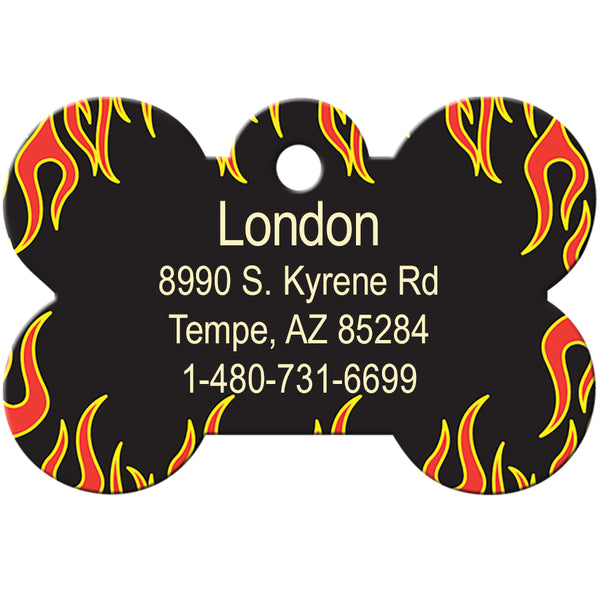 Flame Print Dog Tag